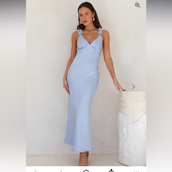 NWT HELLO MOLLY SILKEN WOMEN'S 6 TWILIGHT SATIN MAXI DRESS BLUE - Picture 1 of 16